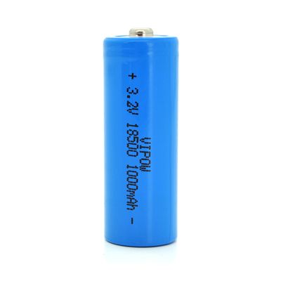 Литий-железо-фосфатный аккумулятор 18500 Lifepo4 Vipow IFR18500 TipTop, 1000mAh, 3.2V, Blue Q50/500 IFR18500-600mAhTT фото