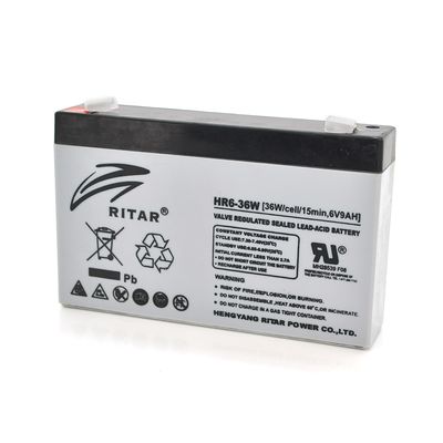 Аккумуляторная батарея AGM RITAR HR6-36W, Gray Case, 6V 9.0Ah ( 151 х 34 х 94 (100 ) 1.35kg Q10 HR6-36W фото