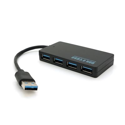 Хаб USB 3.0, 4 порта, плоский, черный, поддержка до 2TB, кабель 0,14м, Блистер YT-3HF4/2TB фото