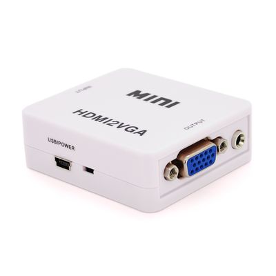 Конвертер Mini, HDMI to VGA, ВХІД HDMI (мама) на ВИХІД VGA (мама), 720P / 1080P, White, BOX YT-CM-HDMI/VGA фото