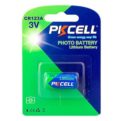 Батарейка литиевая PKCELL 3V CR123A Lithium Manganese Battery цена за блист, Q8/96 CR123A-1B фото