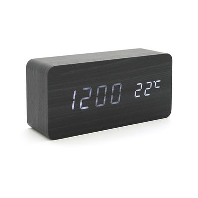 Електронний годинник VST-862 Wooden (Black), з датчиком температури, будильник, живлення від кабелю USB, White Light VST-862/BW фото