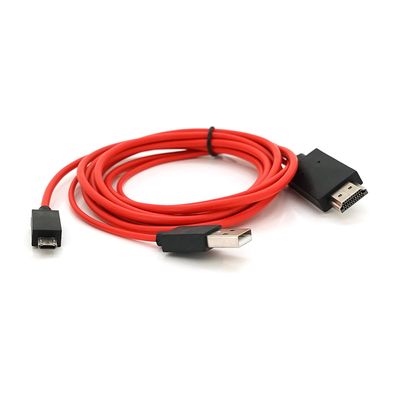 Конвертер MHL microUSB (папа) + USB (папа) => HDMI(папа) 2.0м, Black, 1080p, BOX YT-CCMHL-2m фото