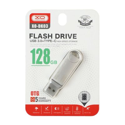 USB флеш-накопичувач XO DK03 USB3.0+Type C 128GB ЦУ-00037954 фото