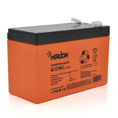 Аккумуляторная батарея MERLION GL1270F2 12 V 7Ah ( 150 x 65 x 95 (100) Orange Q10/480 GL1270F2 GEL фото