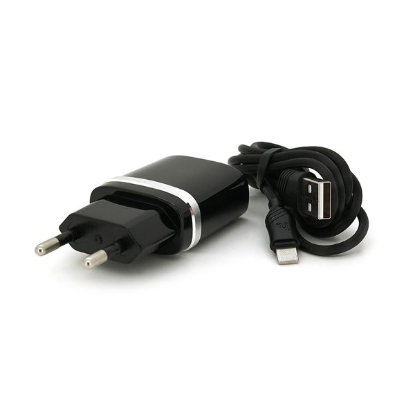Набір HOCO C12 СЗУ 1xUSB+ кабель iPhone, 2.4A, Black, Blister-box C12iB фото