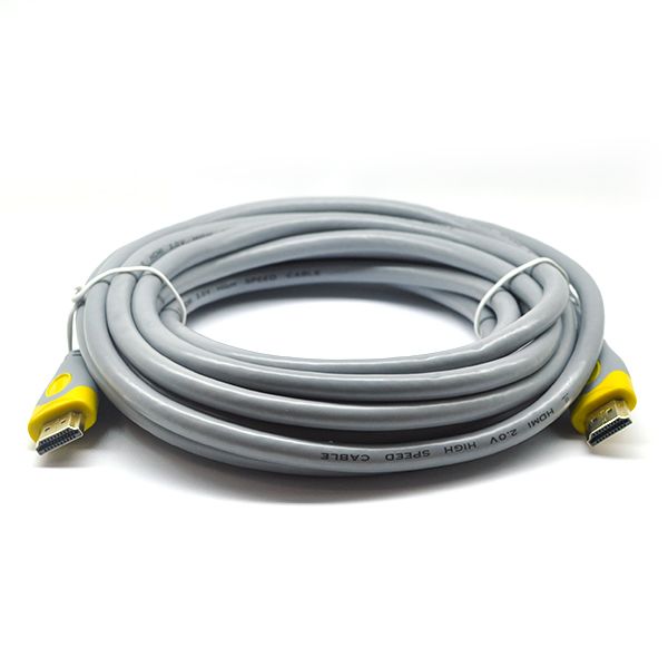 Кабель Merlion HDMI-HDMI V-Link High Speed 20.0m, v2,0, OD-8.2mm, круглий Grey, коннектор Grey / Yellow, (Пакет), Q16 YT-HDMI(M)/(M)HSV2.0-20m фото