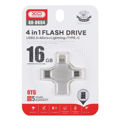 USB Flash Drive XO DK04 USB2.0 4 in 1 16GB ЦУ-00037957 фото