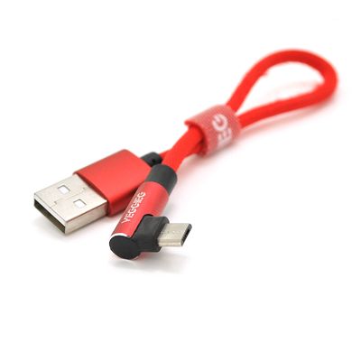 Кабель VEGGIEG UA-20R, Micro-USB, 2.4A, Black, Red, довжина 0,2 м, BOX YT-UA-20R фото