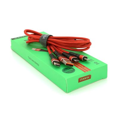 Кабель KSC-296 TUOYUAN charging data cable 3 in 1 Micro / Iphone / Type-C, длина 1м, Red, BOX KSC-296-R фото