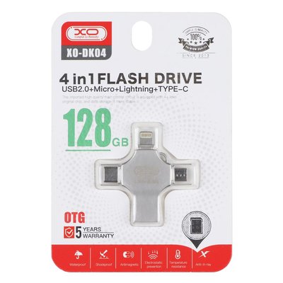 USB Flash Drive XO DK04 USB2.0 4 in 1 128GB ЦУ-00037960 фото