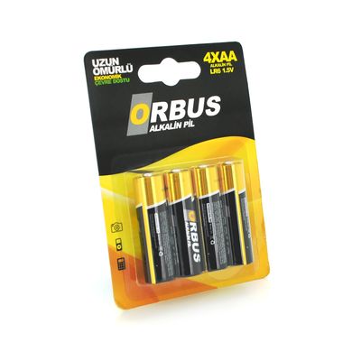 Батарейка лужна Orbus 1.5V AA/LR06, 4 штуки у блістері, ціна за блістер ORB/LR06-4B фото