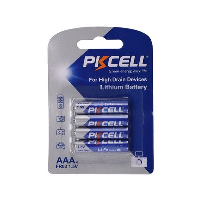 Батарейка литиевая PKCELL LiFe 1.5V AAA/FR03, 4 шт в блистере (упак.48 штук) цена за блист.Q12 PC/FR03-4B фото