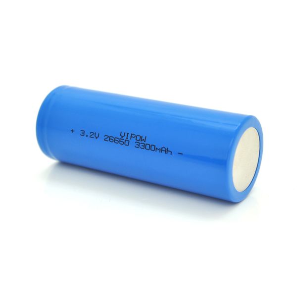 Литий-железо-фосфатный акумулятор 26650 Lifepo4 Vipow IFR26650 FlatTop, 3300mAh, 3.2V, Blue Q50/500 IFR26650-3300mAhFT фото
