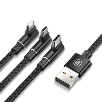 USB Baseus MVP 3-in-1 USB to Micro / Lightning / Type-C 3.5A 1.2m CAMLT-WZ ЦУ-00038006 фото