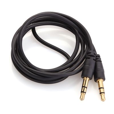 Кабель AUX Audio DC3.5 папа-папа 5.0м, GOLD Stereo Jack, (круглый) Black cable, Пакет Q200 YT-AUXGJ(M)/(M)-5.0-B фото