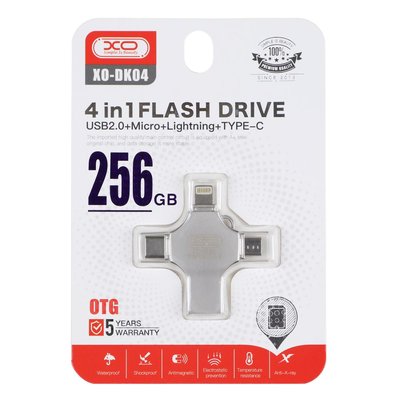 USB Flash Drive XO DK04 USB2.0 4 in 1 256GB ЦУ-00037961 фото
