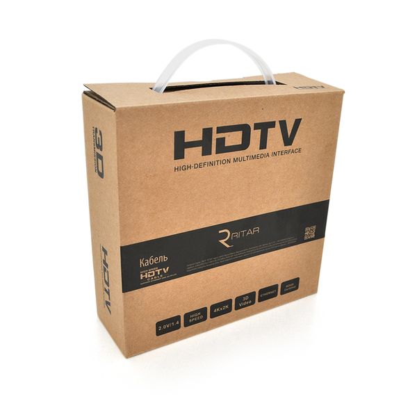 Кабель Ritar Premium PL-HD348 HDMI-HDMI Ultra HD 4K,1080P, 10.0m, v1,4, OD-8.0mm, з фільтром, круглий Black, конектор Gold, Box, Q40 YT-HDMI(M)/(M)V1.4-10.0m фото