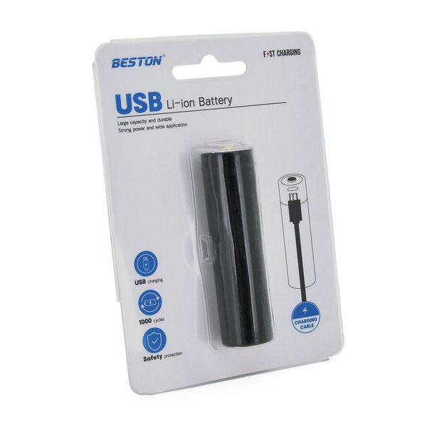 Акумулятор 18650 Li-Ion Beston 4.2/3.7/2.5V, USB-Micro, 2600mAh (negative electrode + protection plate) Moli2600mAhUSB-MNE фото