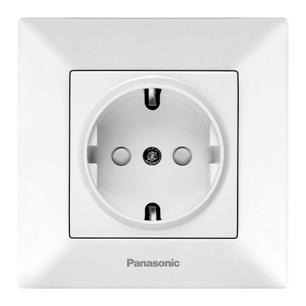 Розетка Panasonic Arkedia Slim із заземленням зі захисними шторками, біла WNTC02122WH-UA фото