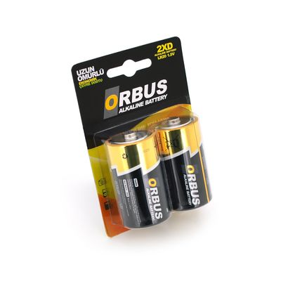 Батарейка лужна Orbus D-R20, 2 штуки у блістері, ціна за блістер ORB/D-R20 фото