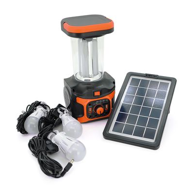 Переносний ліхтар RT911BT+Solar, 1+1 режим, Радіо+ Bluetooth колонка, вбудований акум, 3 лампочки 3W, USB вихід, Black/Orange RT911BT+ фото
