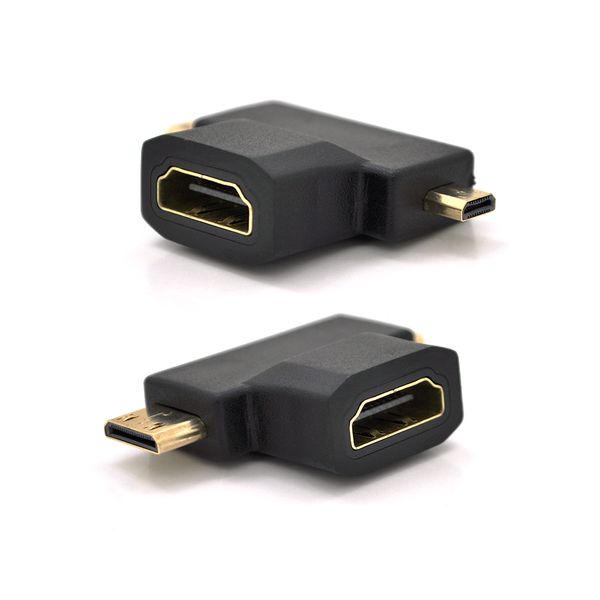 Перехідник mini HDMI (тато) -micro HDMI (тато) -HDMI (мама) YT-A-HDMImn(M)-mr(F)/(M) фото