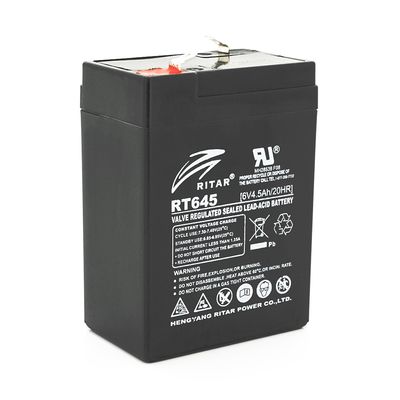 Аккумуляторная батарея AGM RITAR RT645, Black Case, 6V 4.5Ah ( 70х47х99 (105) ) Q20 RT645 фото
