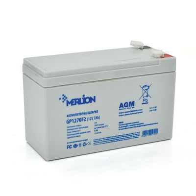 Аккумуляторная батарея MERLION AGM GP1270F2 12 V 7Ah ( 150 x 65 x 95 (100) ) White Q10/480 GP1270F2 фото