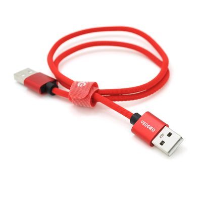 Кабель VEGGIEG UA-0.5, USB 2.0 AM/AM, 0.5m, Red YT-AM/AM-UA-0.5 фото