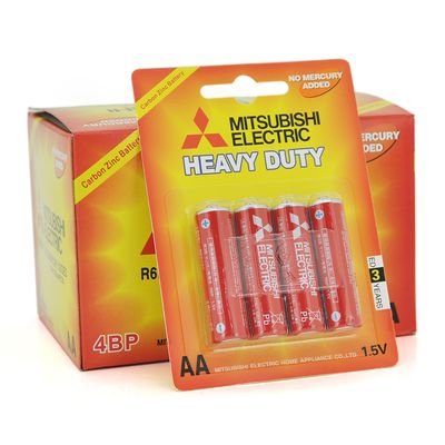 Батарейка Heavy Duty MITSUBISHI 1.5V AA/R6P, 4pcs/card, 48pcs/inner box, 576pcs/ctn MS/R6P/4BP фото