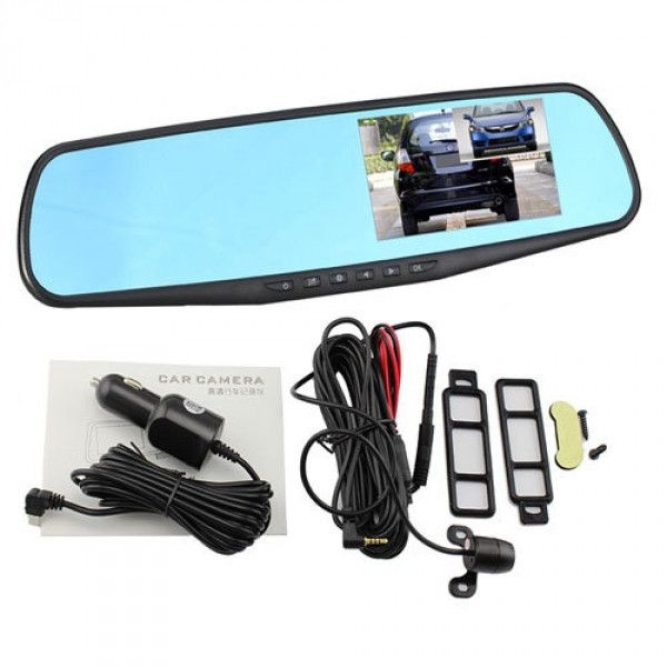 Автомобильное зеркало видеорегистратор для машины на 2 камеры VEHICLE BLACKBOX DVR 1080p камерой заднего вида. Art-90048 фото