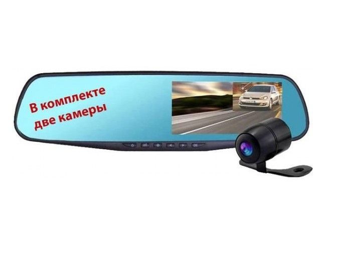 Автомобильное зеркало видеорегистратор для машины на 2 камеры VEHICLE BLACKBOX DVR 1080p камерой заднего вида. Art-90048 фото