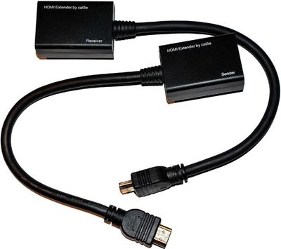 Удлинитель HDMI сигнала пассивный через 2 витые пары 2 CAT-5e/CAT-6e до 30m, цена за пару YT-SEP HDMI/2P-30m фото