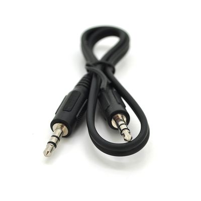 Кабель AUX Audio DC3.5 тато-тато 0,4м, GOLD Stereo Jack, (круглий) Black cable, Пакет Q500 YT28014 фото