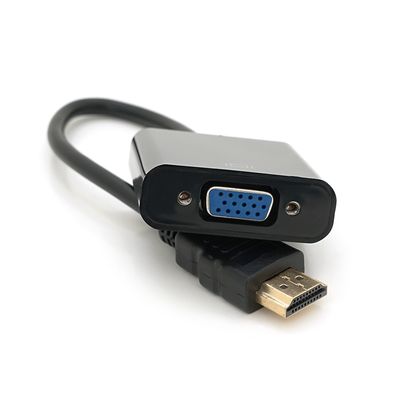 Конвертер HDMI (тато) на VGA (мама) 10cm, Black, 4K / 2K, Пакет Q250 YT-C-HDMI(M)/VGA(F)-B фото