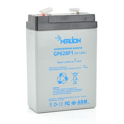Аккумуляторная батарея MERLION AGM GP628F1 6 V 2,8Ah ( 67 x 35 x 100 (105) ) Q20 GP628F1 фото