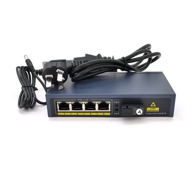 Коммутатор POE 48V/57V 4 портов PoE +1 порт Ethernet FX 155 Мбит/с(UP-Link) A, 802.3af, Black, БП в комплекте, (238*190*96) 0.79 кг (152*85*30) FT-1F4EP фото