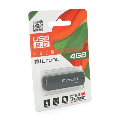 Флэш-накопитель Mibrand Grizzly, USB 2.0, 4GB, Blister MiG/4 фото