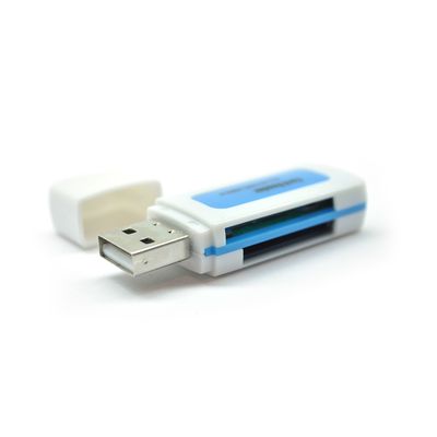 Кардридер универсальный 4в1 MERLION CRD-5VL TF/Micro SD, USB2.0, Blue, OEM Q1500 CRD-5VL фото