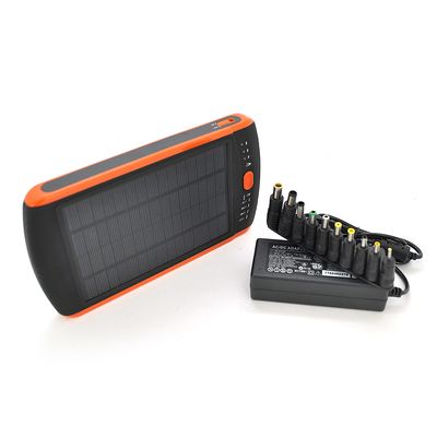 Power bank 23000 mAh Solar, Flashlight, Input:15-20V/2A, Output:5V/2,1A(USB), For Laptop charger, rubberized case, Black, BOX RH-23000 фото