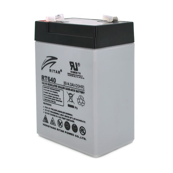 Акумуляторна батарея AGM RITAR RT640, Black Case, 6V 4Ah ( 70х47х99 (107) ) Q20 RT640 фото