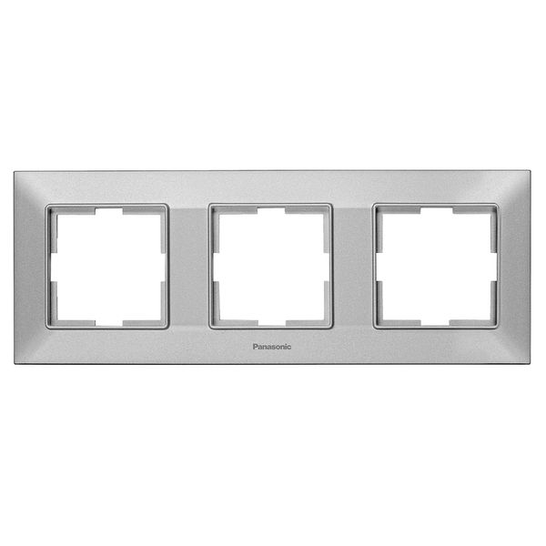 Рамка Panasonic Arkedia Slim тройная, горизонтальная, серебряная WNTF08032SL-UA фото