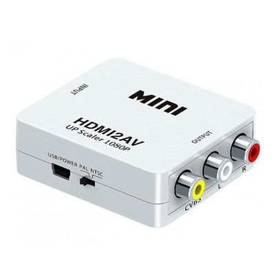 Конвертер Mini, HDMI to AV, ВИХІД 3RCA (мама) на ВХІД HDMI (мама), 720P / 1080P, White, BOX YT-CM-HDMI/AV фото