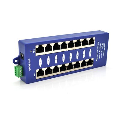 8-портовый POE-инжектор питания, с 8xRJ45 портами Ethernet 10/100/1000Мбит/с, IEEE802.3af/at, 12-57V, PIN45+/78- GPOE-8B фото