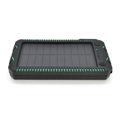 Power bank 30000 mAh Solar,2хFlashlight,5V/200mA, Input:5V/2A(microUSB), Output:5V/2A(2хUSB), rubberized case, Black/Green, BOX RH-30000N фото