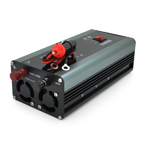 Инвертор напряжения AEV3500W, 12/220V с аппроксимированной синусоидой, 2 универсальные розетки, 1*USB (DC:5V/2.4A), крокодилы, BOX AEV3500W фото