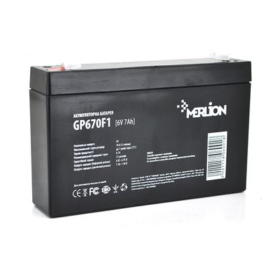 Аккумуляторная батарея MERLION AGM GP670F1 6 V 7Ah ( 150 x 35 x 95 (100 )) Q10/1080 GP670F1 фото
