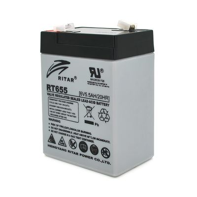 Акумуляторна батарея AGM RITAR RT655, Gray Case, 6V 5.5Ah ( 70х47х99 (105) ) Q20 RT655 фото