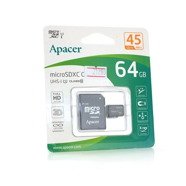 Карта памяти Apacer microSDHC Class 10 UHS-I, 64GB microSDHC-Ap/64 фото